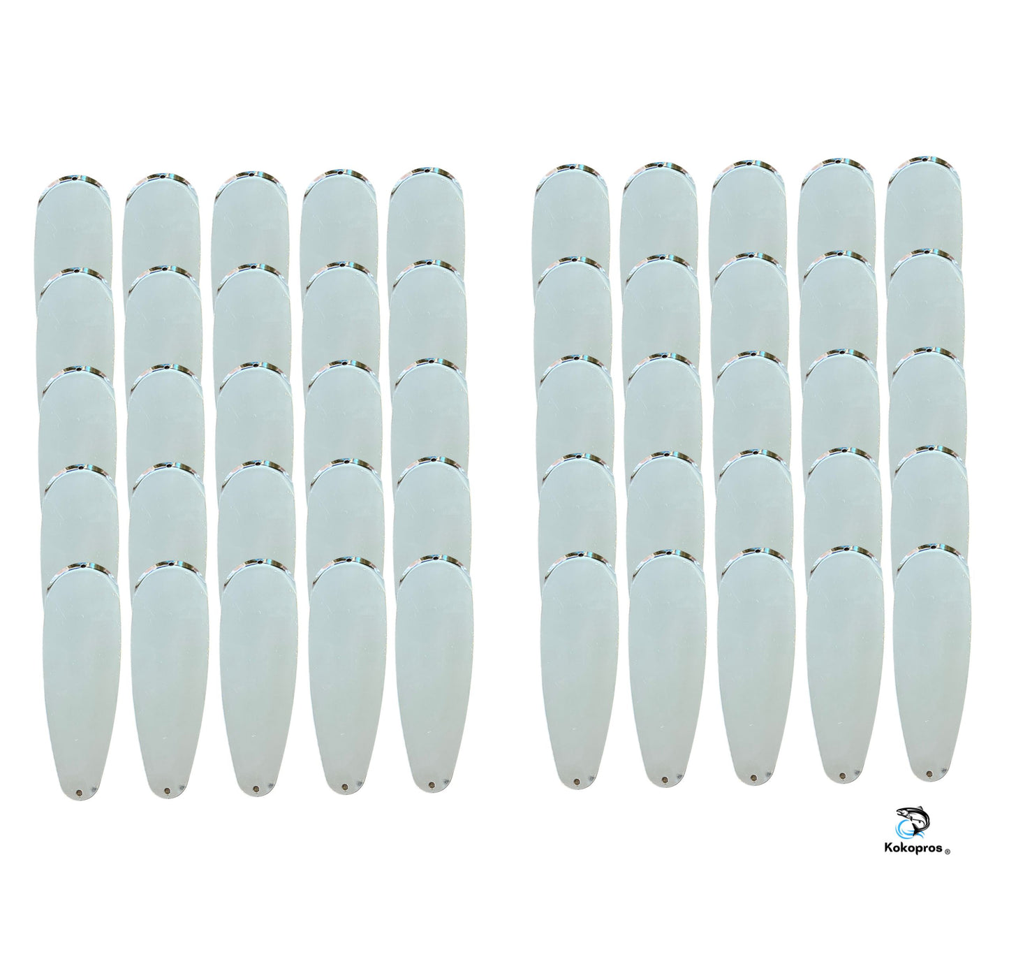 KOKOPROS® - Teardrop Blank Flashers - Silver 7" Inch- 50PK
