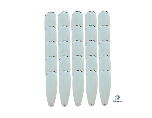 KOKOPROS® - Teardrop Blank Flashers - Silver 7" Inch- 25PK