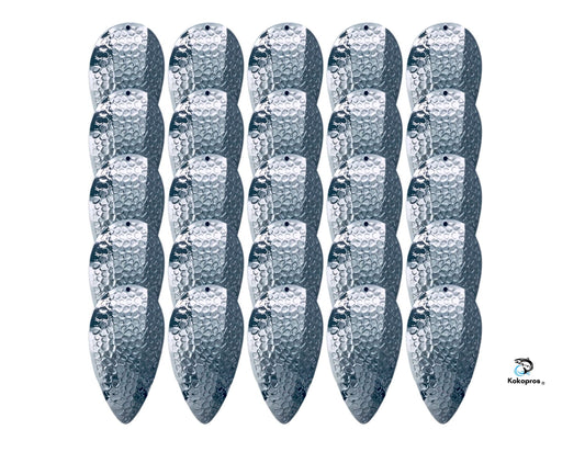 KOKOPROS® SPRING HAMMERED Jets Dodger Blanks - Customizable Fishing Gear for Salmon & Trout 25- Pack Choose your color (Gold, Silver & Copper)
