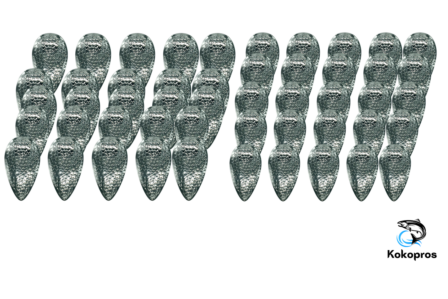 SPRING HAMMERED Jet Dodger Blanks 50 Pack 4 in. (Copper,Silver, Gold,)