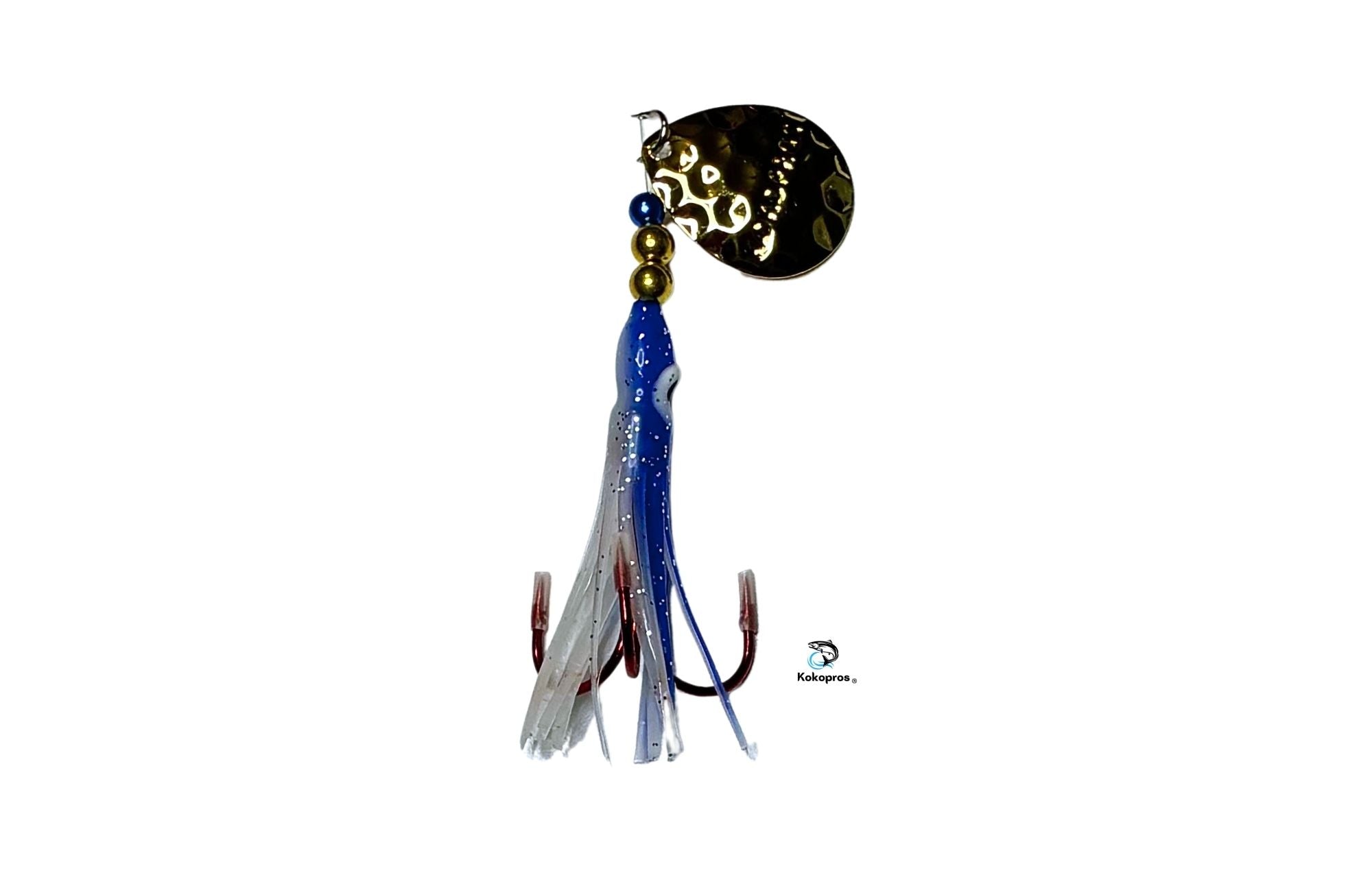 Salmon Tackle- Kokopros® Blue Magic - 2/0 Treble- Luminous Salmon Hoochie Kokopros Spinner Blade (TREBLE)