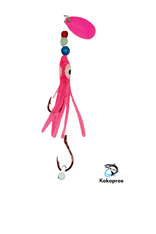 KOKOPROS®  Hot Pink #2   Luminous Micro Hoochies 4.5 cm (Ready to fish)