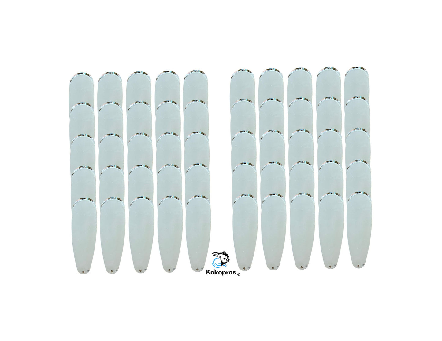 KOKOPROS® - Teardrop Blank  Flashers -  Silver  7"  Inch- 50PK