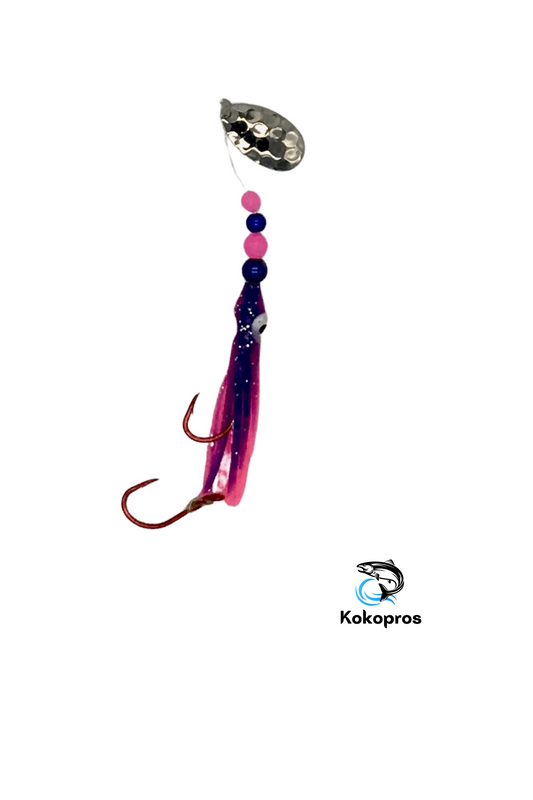 KOKOPROS®  Pink and Purple #6  Luminous Micro Hoochies 4.5 cm  (Ready to fish)