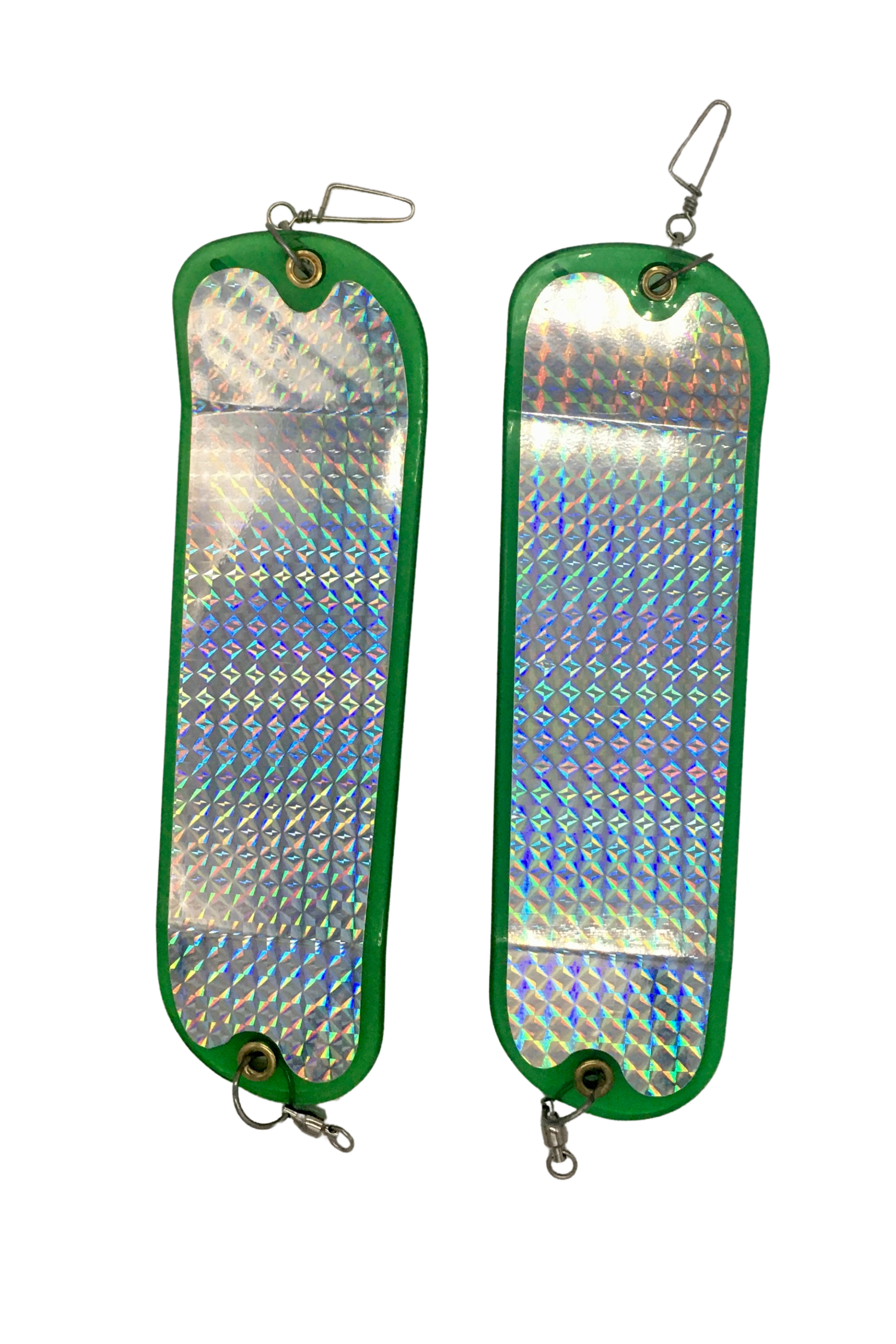 KOKOPROS®  8 1/2- inch Salmon Flashers Green Machines 2 PK  includes 360 degree Rotation Fins- Heavy DutyHardware.