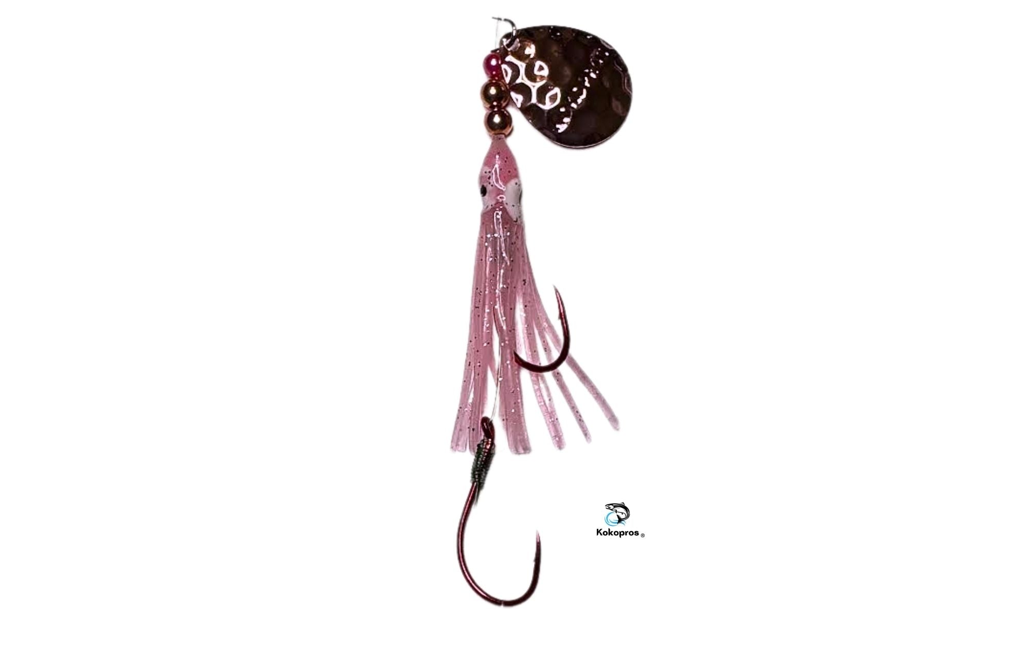 Salmon Tackle Kokopros® Light Pink - 4/0 Snells- Luminous Salmon Hoochie Kokopros Spinner Blade (SNELL