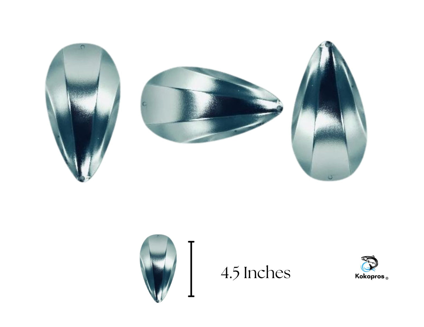 KOKOPROS® JET Dodger, Blanks (50PK) Silver 4 1/2 inch