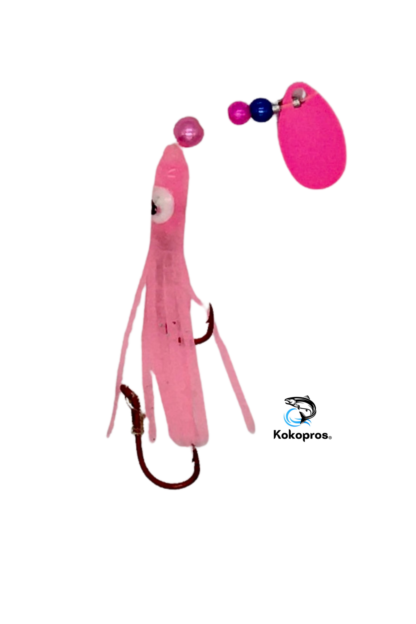 KOKOPROS®(10 PACK) Light Pink Luminous Octopus Hoochies 6 cm  (Ready to fish)