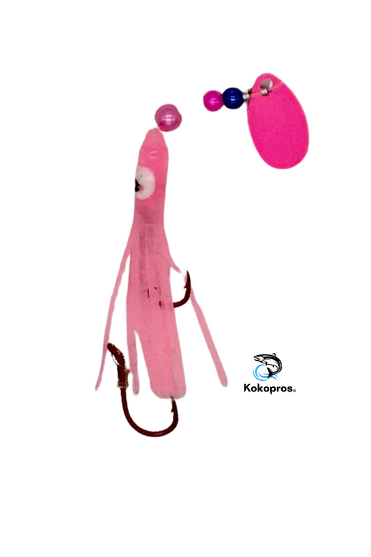 KOKOPROS® Light Pink Luminous Octopus Hoochies 6 cm  (Ready to fish)