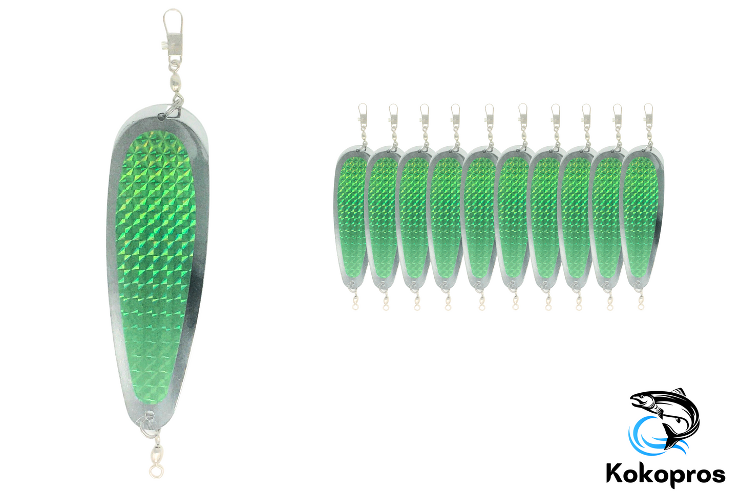 5 ½” Finished Teardrop Flashers, Green Color (10PK)